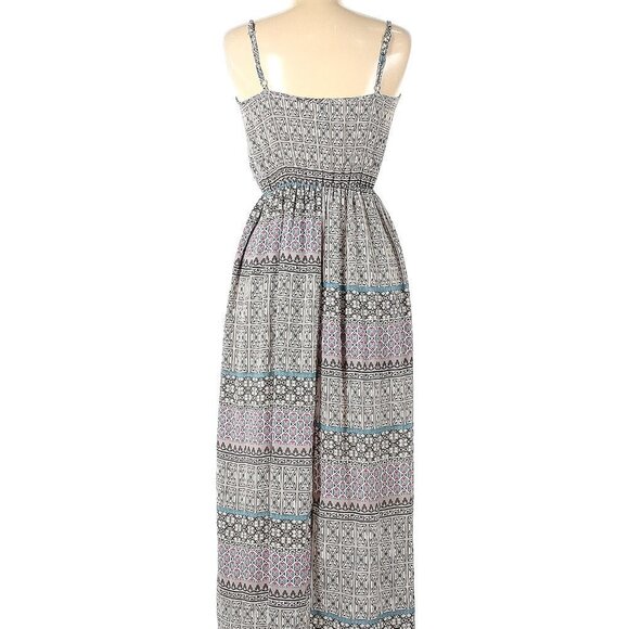 RUNWAY STORY Women's Boho Pattern Tie Neck Sleeveless Maxi Dress Size M - Picture 3 of 5